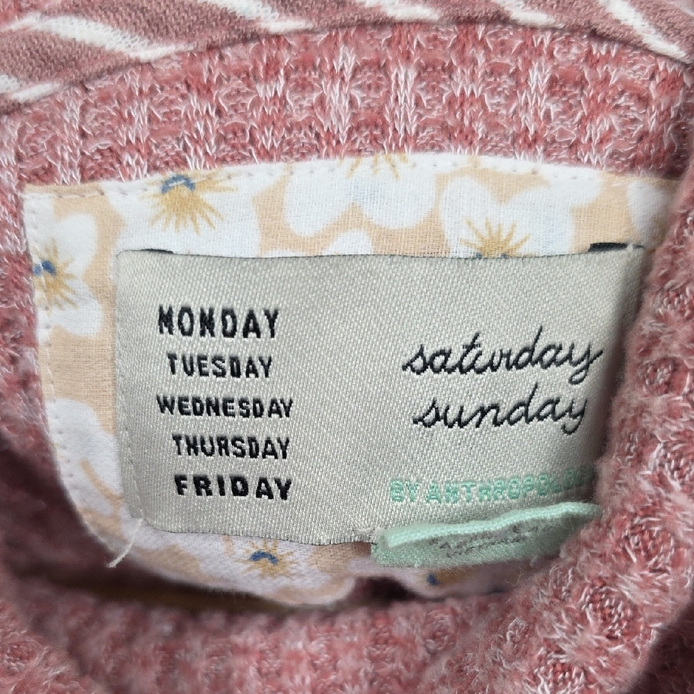 Saturday/Sunday by Anthropologie Pink Waffle Knit Cowl Neck Pullover - Picture 3 of 8